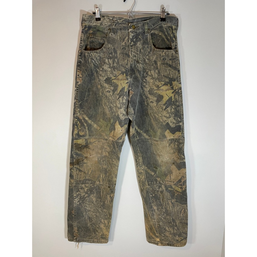 Wrangler Mens Mossy Oak Camo Double Knee Jeans Work Pants 34x34 Thrashed